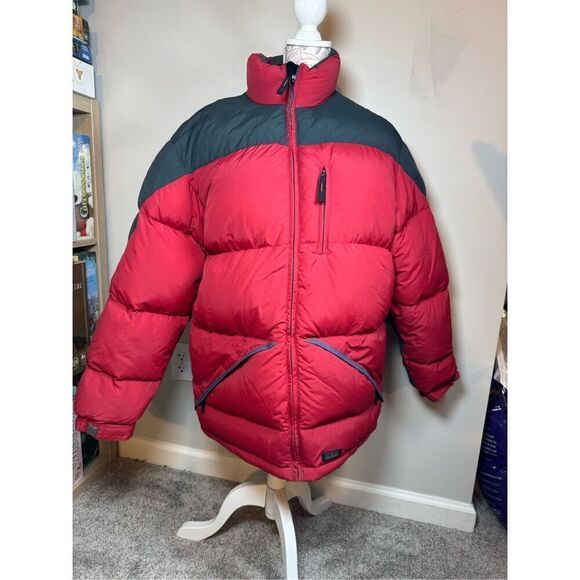 Aigle Down Filled Red & Black Puffer Coat Large - Picture 4 of 9